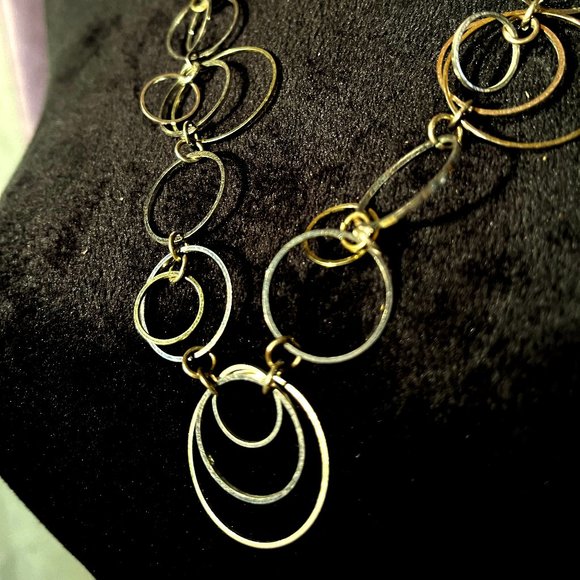 Gold and Silver Necklace, Earring Set - Picture 1 of 4